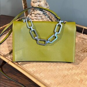 All Saints YUA Leather Removable Chain Clutch Crossbody Bag